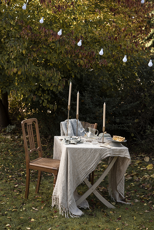 Interiorfotografie in Hamburg Table Setting und Homeware Shooting im Garten mit herbstlichem Stilllife