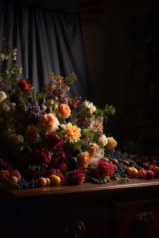 AI generated Stilllife photography with flowers